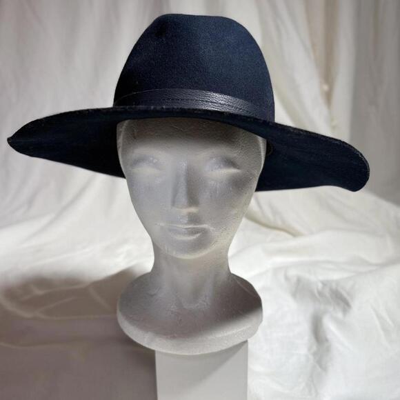 Rag & Bone Wide Brim Fedora – Navy Wool, Size M - Picture 1 of 5